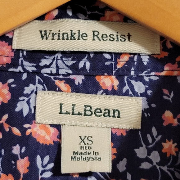 L.L. Bean Floral 3/4 Sleeve Button Down, XS - Picture 3 of 12